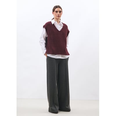 Pantalon large taille haute à motif pied de puces HUMILITY