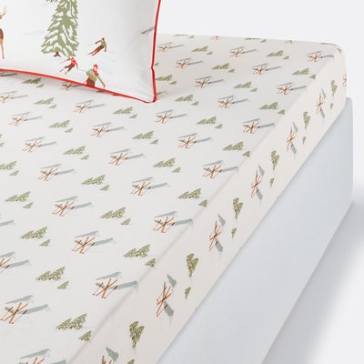 St Moritz Alpine 100% Cotton Percale 200 Thread Count 30cm Fitted Sheet LA REDOUTE INTERIEURS