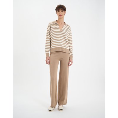 Pull Teo en coton à rayures beiges INES DE LA FRESSANGE PARIS