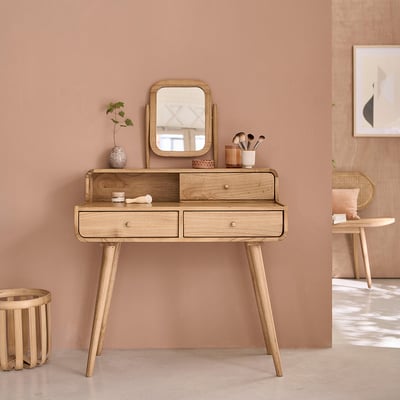 Coiffeuse en bois massif 90 cm  FIFTIES BERAH GETAH