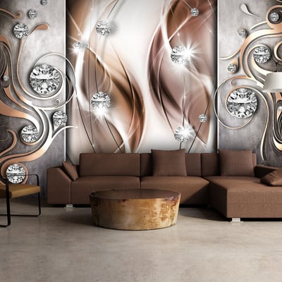 Papier peint intissé panoramique Abstractions Brown and Diamonds EDEN