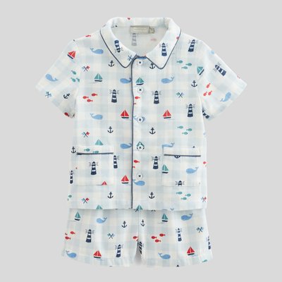Pyjama court imprimé vichy en coton BOUT'CHOU