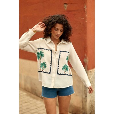 Chemisier manches longues col chemise imprimé broderies CELES LA PETITE ETOILE