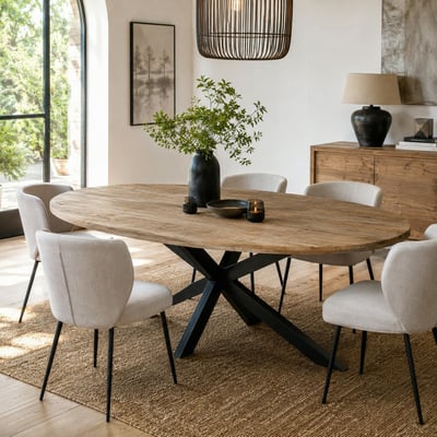 Table à manger ronde en bois de manguier Ø140 cm FULTON PIER IMPORT