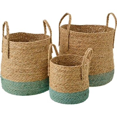 Set de 3 paniers en rotin tressé avec anses RECOLLECTION