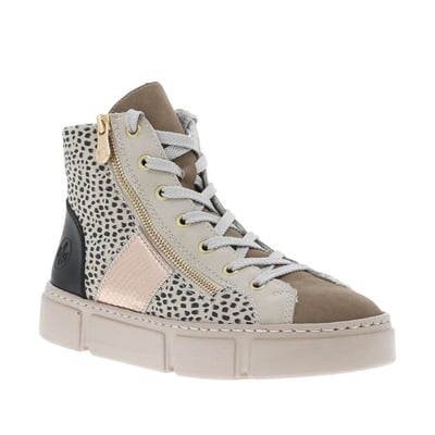 Bottines léopard et à talon plat et à lacets avec zip latéral RIEKER