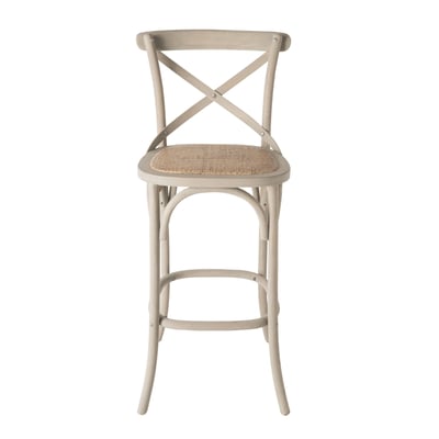 Chaise de bar en bois massif et cannage L50 cm - BISTROT SIGNATURE