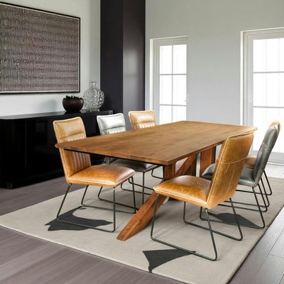 Table de repas 240 cm chêne massif pied oblique moderne OKA PIER IMPORT