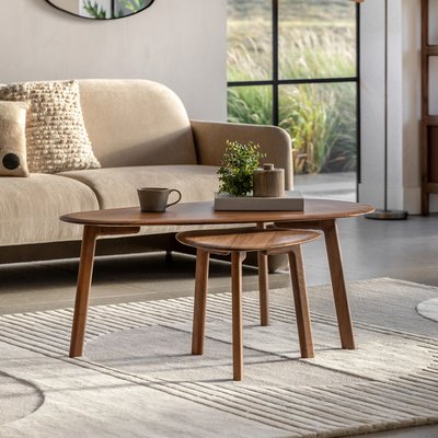 Murwara Walnut Organic Shape Coffee Table Nest SO'HOME