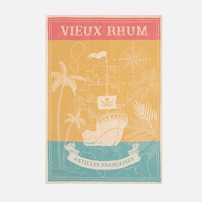 Torchon jacquard en coton RHUM VIEUX COUCKE
