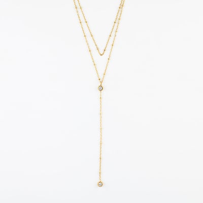 Collier chaîne Y avec strass - acier inoxydable BALABOOSTE