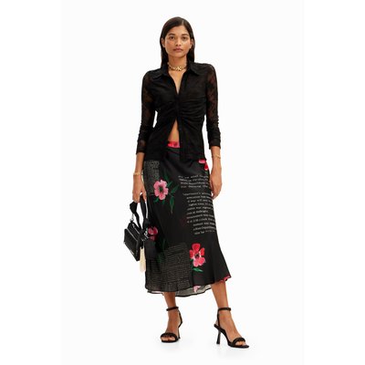Desigual - Jupe midi nuisette texture DESIGUAL