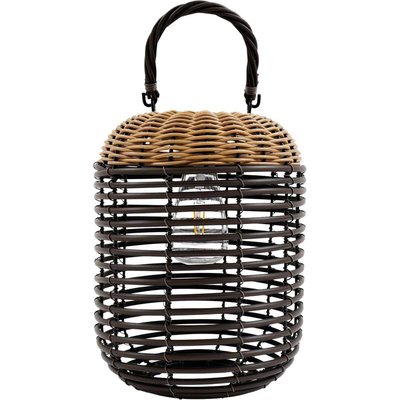 Lanterne en résine tressée recharge solaire 21 x 27 cm JARDINDECO