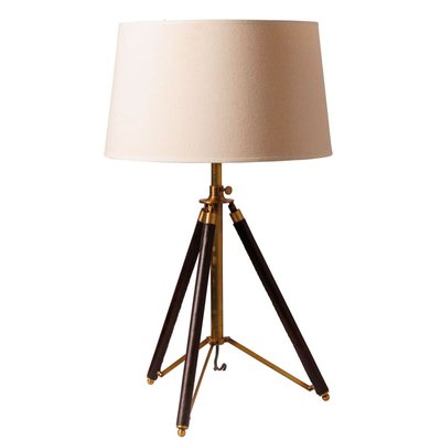 Lampe à poser laiton doré et abat-jour lin beige 40x40x55cm WADIGA