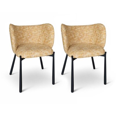 Lot de 2 fauteuils de table pied métal et tissu tweed, SUZAN NOW'S HOME