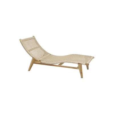 Chaise bain de soleil en teck et cannage synthétique BAIA Vague AUBRY GASPARD