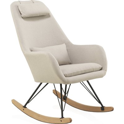 Fauteuil à bascule tapissé confort métal et bois hêtre crudo RECOLLECTION