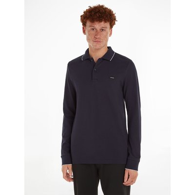 Long Sleeve Polo Shirt in Stretch Cotton Pique CALVIN KLEIN