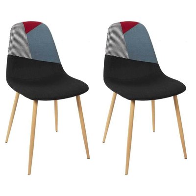 Chaises first patchwork en métal et textile (Lot de 2) Bleu et rouge CMP