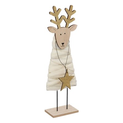 Renne en  et laine LED 30cm FEERIC LIGHTS & CHRISTMAS