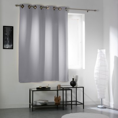 Rideau à oeillets carres occultant uni Cocoon Gris Clair 140 x 180 cm DOUCEUR D'INTÉRIEUR