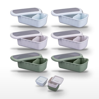 Lot de 6 lunch box 1L avec 3 boites à sauce STORAGE FACKELMANN