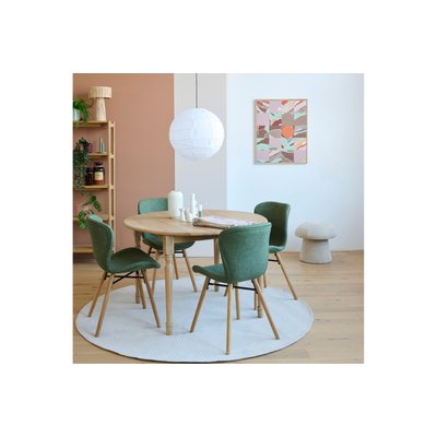 Table ronde extensible pieds tournés D105 + 4 chaises tissu - VICTORIA HELLIN, DEPUIS 1862
