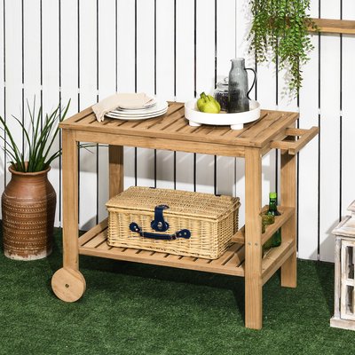 Desserte de jardin 2 niveaux bois sapin pré-huilé OUTSUNNY