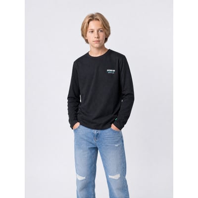 T-shirt manches longues en coton bleu steellake PETROL INDUSTRIES