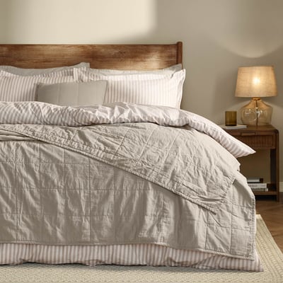 Hebden Quilted 100% Washed Cotton Bedspread - 150x200cm YARD