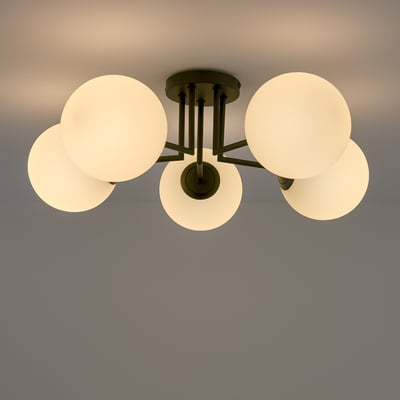 Plafondlamp in metaal en opaline glas, Atea LA REDOUTE INTERIEURS