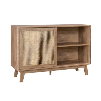 Buffet effet bois et cannage 1 porte coulissante 120cm MANI SWEEEK