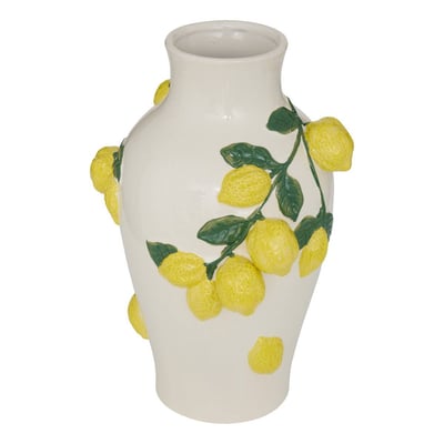 Vase motif citrons en relief en dolomite FRUITY ATMOSPHERA