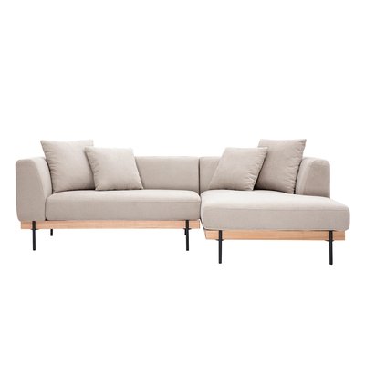 Canapé d'angle droit 4 places en tissu chenille beige et métal noir IVAR MILIBOO