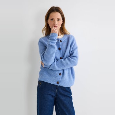 Cardigan col rond boutonné uni contenant de l alpaga MONOPRIX