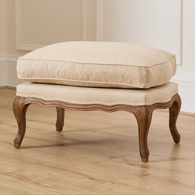 Florence Linen Blend Footstool with Gold Oak Frame VOYAGE MAISON