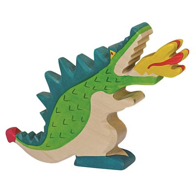 Figurine Dragon vert, flamme HOLZTIGER