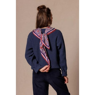 Grand foulard, imprimé floral et rayures, LATIKA APACHES COLLECTIONS