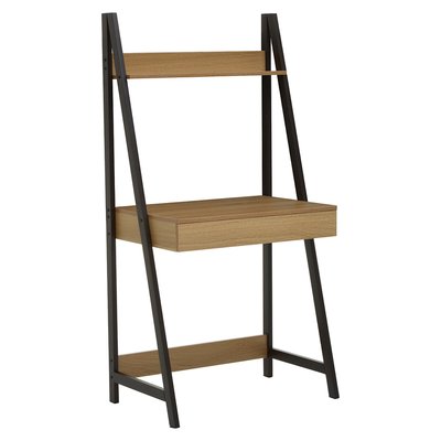 Natural Oak Effect Ladder Shelf Desk Unit with Frame SO'HOME