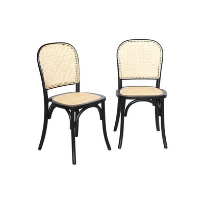 Chaise vintage bois et rotin (lot de 2) MONTPARNASSE SWEEEK