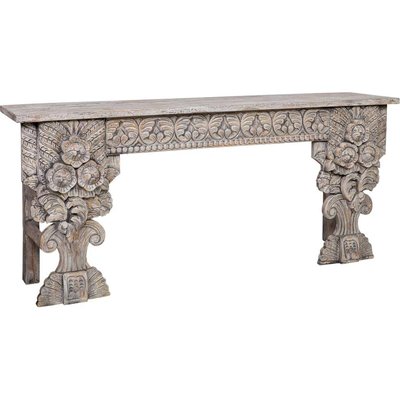 Console en bois de manguier sculpté finition artisanale grise RECOLLECTION