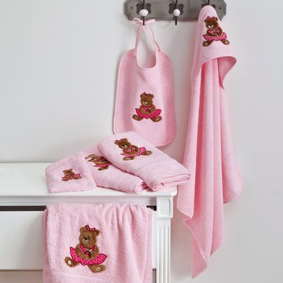 Cape De Bain  en Coton 500g/m² modèle brodé - OURSON GIRL TRADITION DES VOSGES