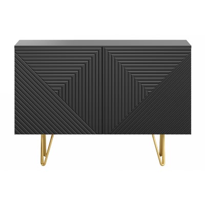 Buffet design gravé 2 portes pieds métal doré L107 cm OZEN MILIBOO