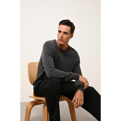 Pull Col Rond 4 Fils Anthracite Chiné Gabin JUST CASHMERE