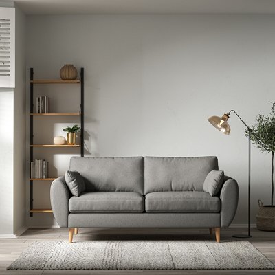 Ada Scandi Soft Woven 3 Seater Sofa with Light Wood Legs SO'HOME