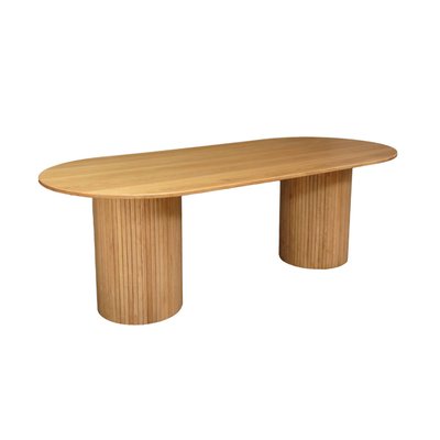 Table à manger oblongue bois d'hévéa et placage chêne 8 places ESTELLE SWEEEK