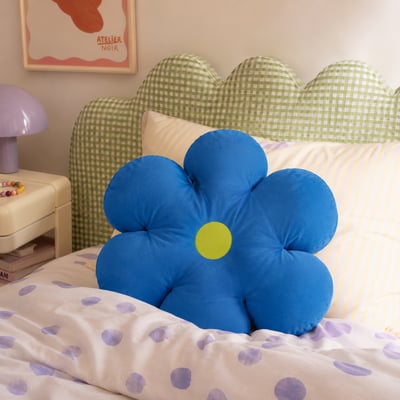 Coussin fleur en velours  anis et  GONZO FLOWER THE DECO FACTORY