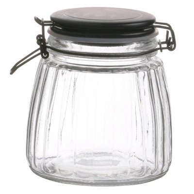 Bocal cuisine hermétique en verre couvercle clip noir 1L WADIGA
