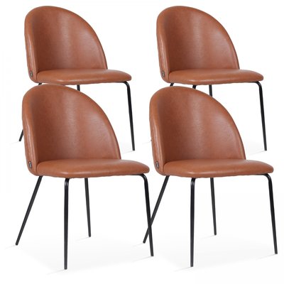 Lot de 4 chaises en textile enduit et bois fsc, CHESTER OVIALA