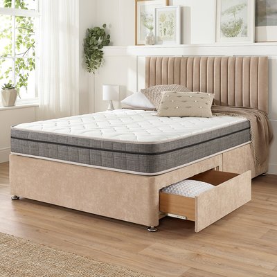 Grant Linen Divan Bed with 2 Drawers and Pocket+ Memory Mattress Set ASPIRE